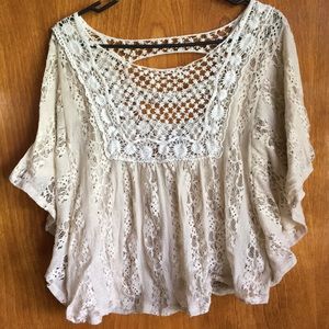 Charlotte Russe lace-crochet neck crop-top/poncho